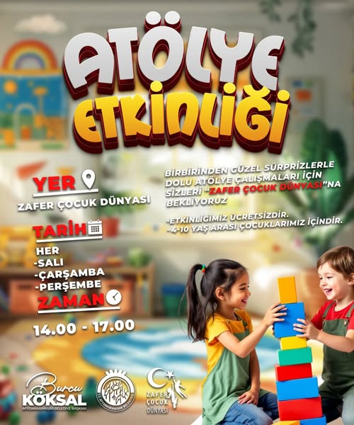 Afyonkarahisar'da Çocuklar İçin Ücretsiz Atölye Etkinlikleri Başlıyor