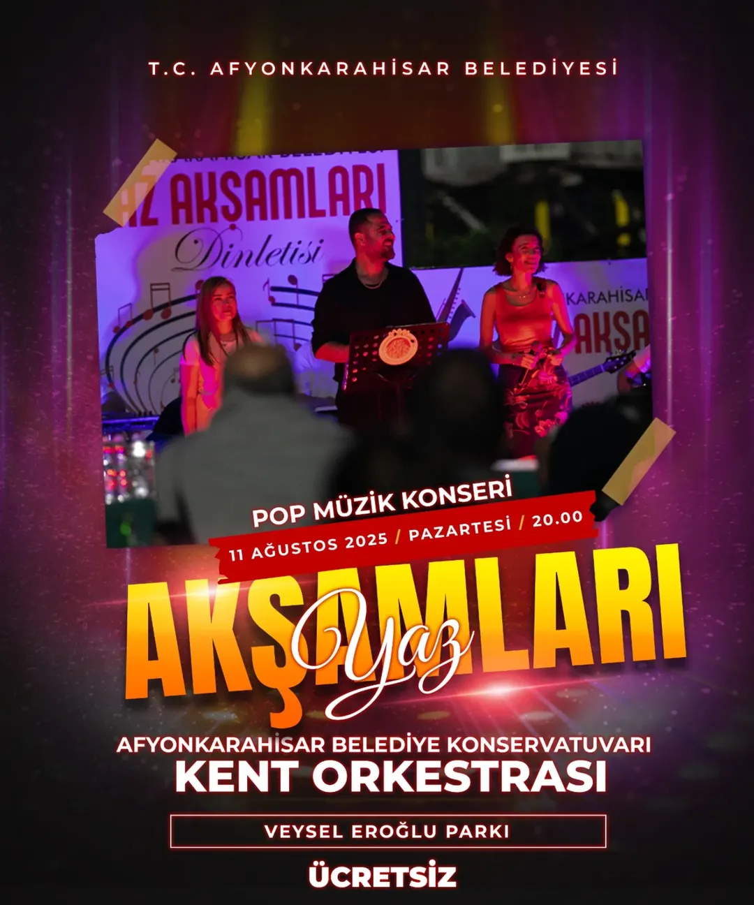 Afyonkarahisar'da Yaz Konserleri Devam Ediyor: Kent Orkestrası Veysel Eroğlu Parkı'nda Sahne Alacak