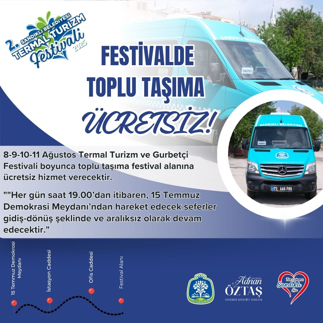 Sandıklı'da Termal Turizm Festivali'nde Toplu Taşıma Ücretsiz