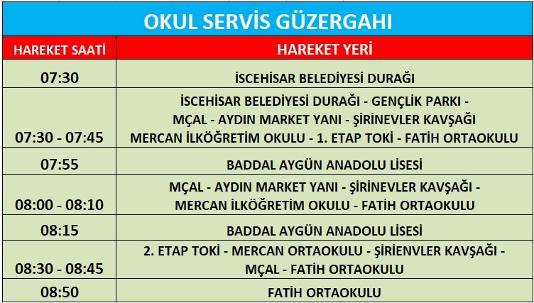 Afyonkarahisar İscehisar'da Okul Servisi Güzergahı Açıklandı