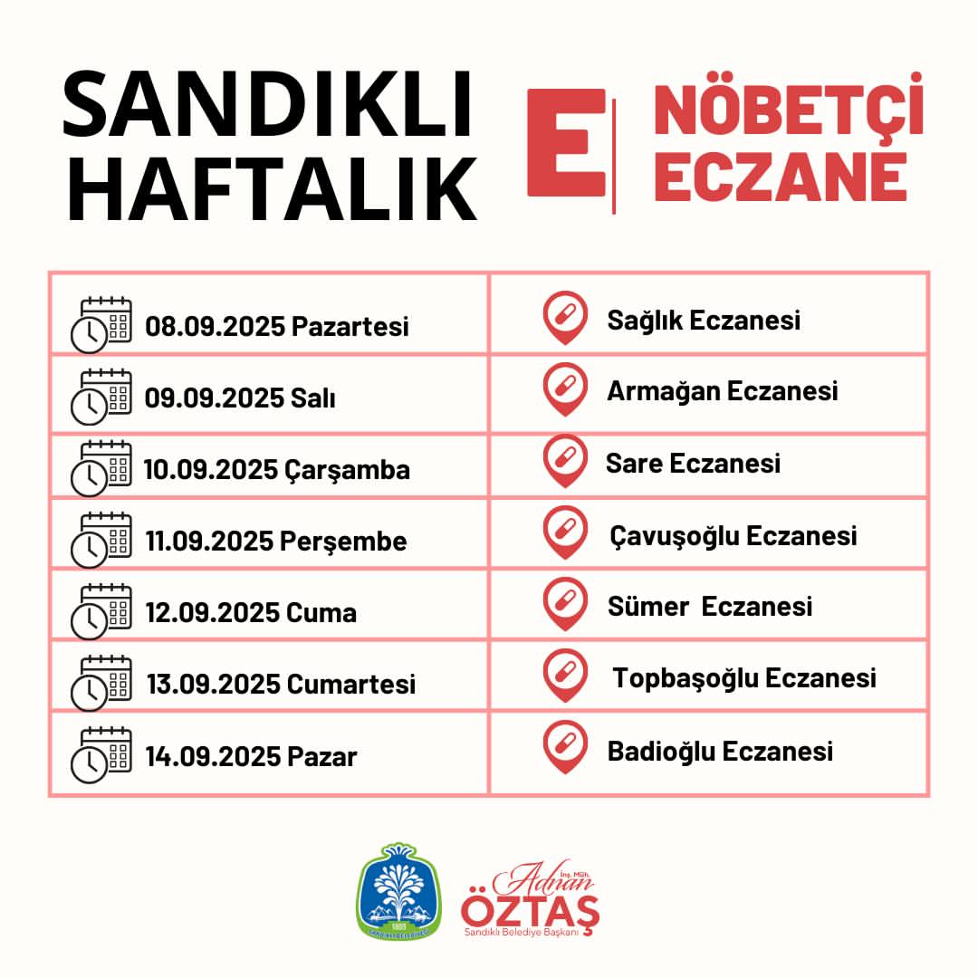 Sandıklı Belediyesi Nöbetçi Eczaneler Listesini Yayınladı