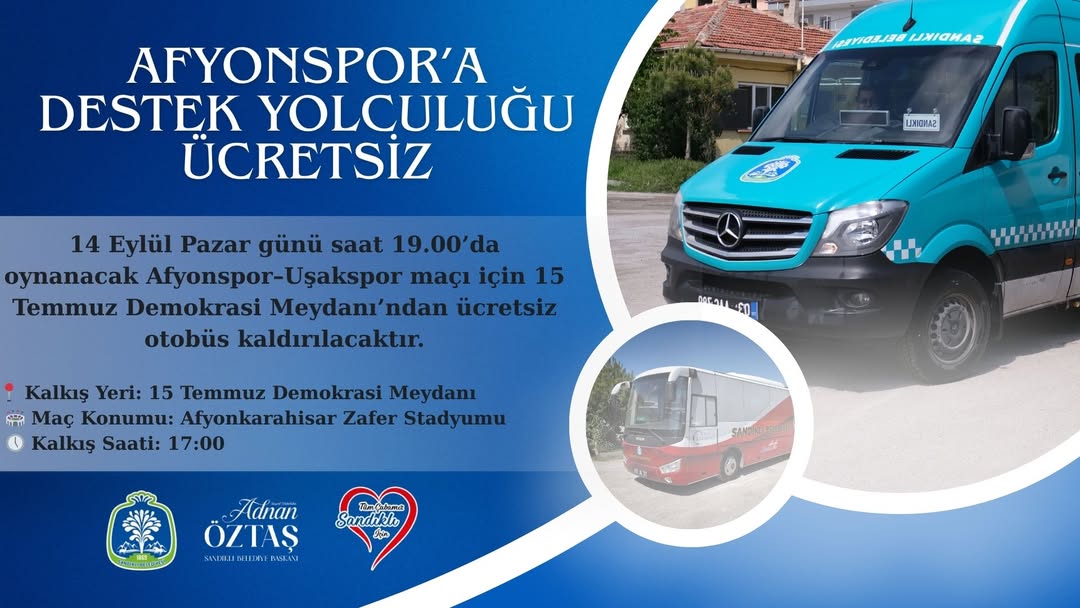 Afyonkarahisar Sandıklı Belediyesi'nden Afyonspor Taraftarlarına Ücretsiz Ulaşım Desteği