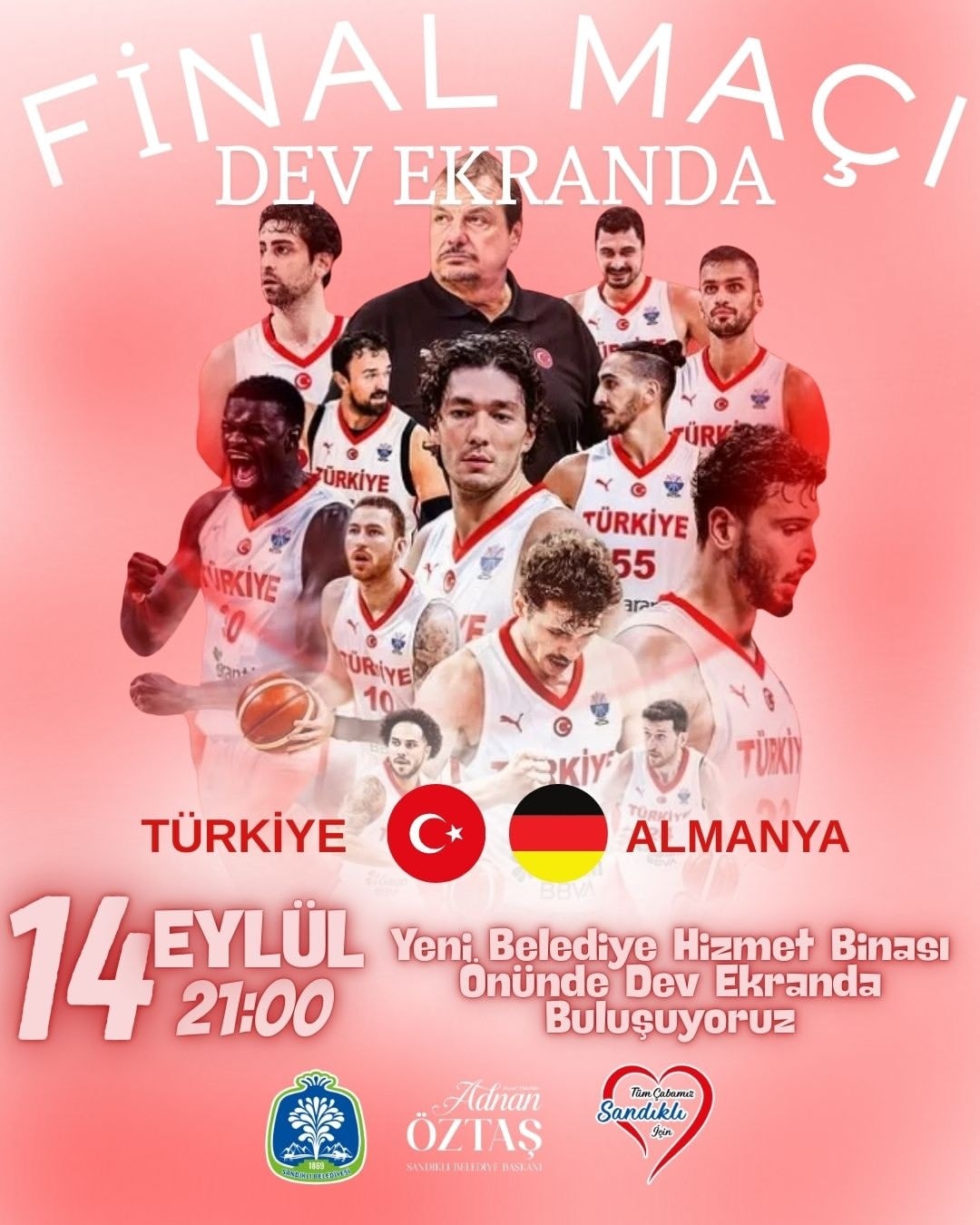 Sandıklı'da Basketbol Finali Dev Ekranda Canlı Yayınlanacak