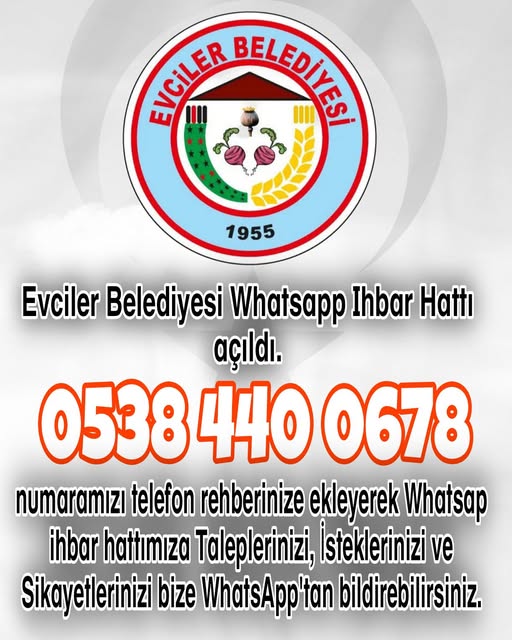 Evciler Belediyesi WhatsApp İhbar Hattı Hizmete Açıldı