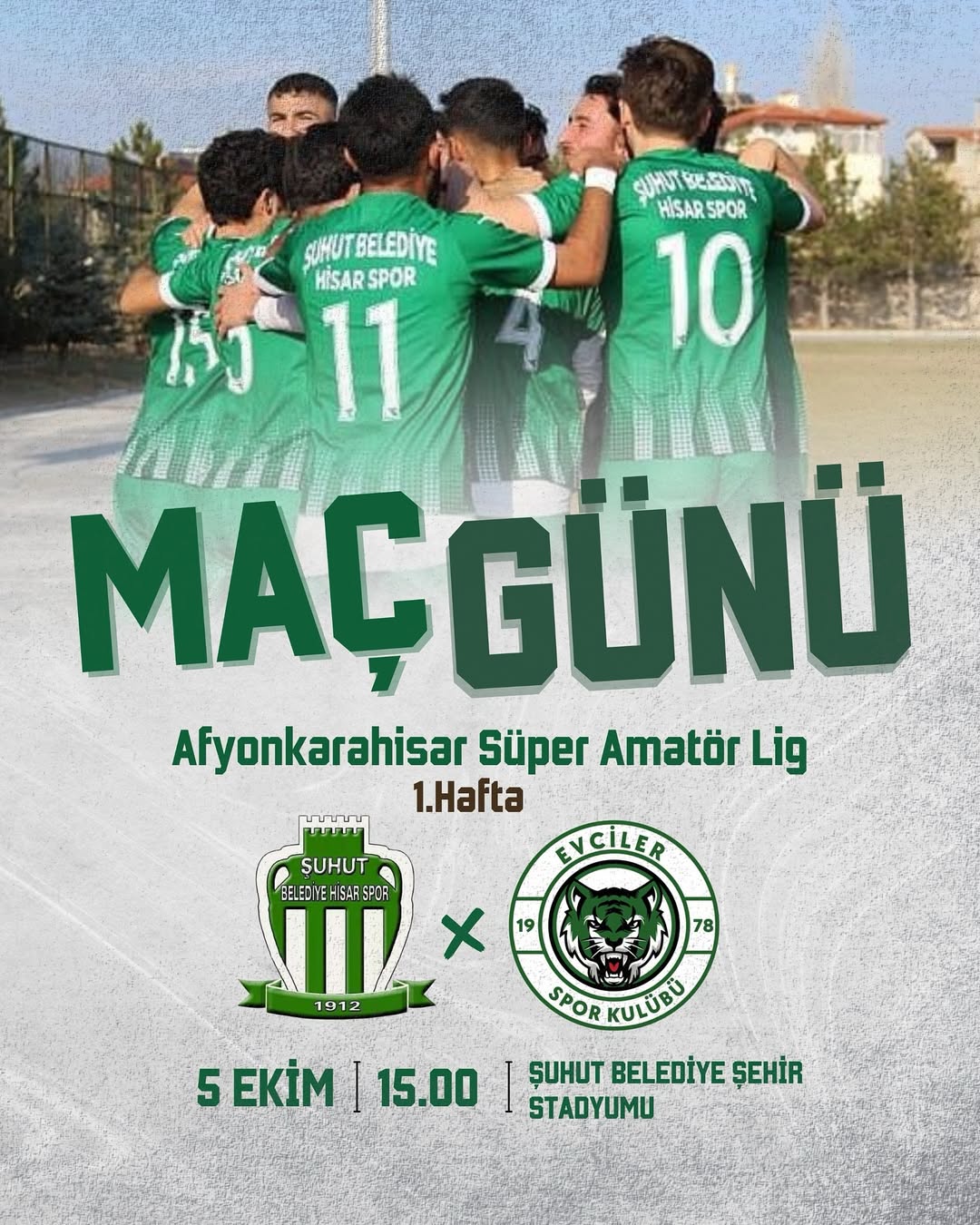 Şuhut Belediye Hisarspor, 5 Ekim'de Sahada