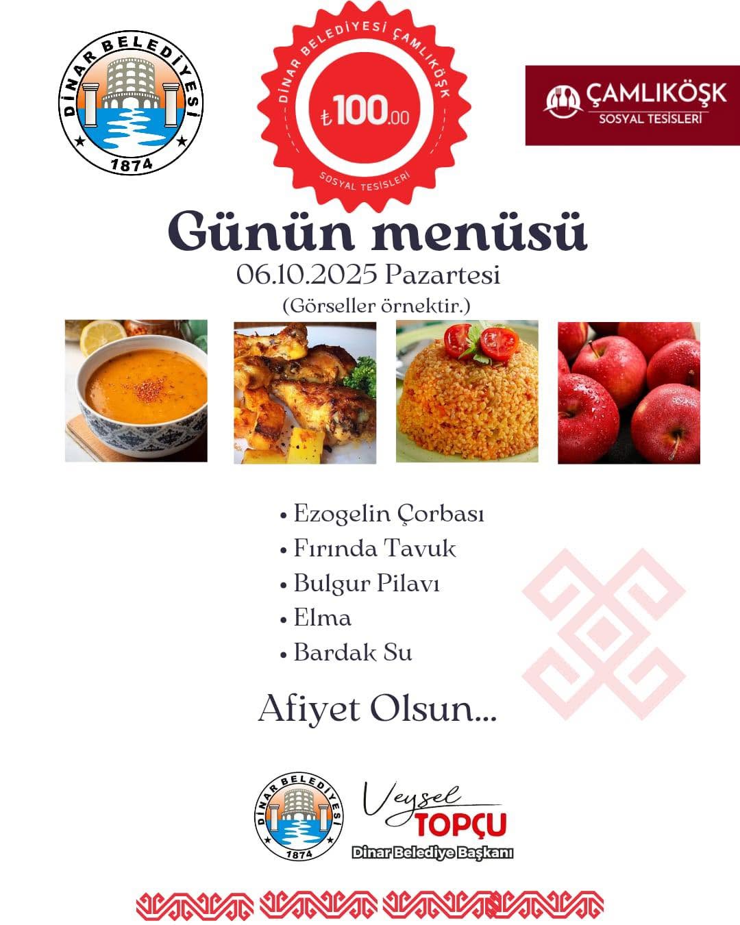 Dinar Belediyesi Çamlıköşk Sosyal Tesisleri'nde Ekonomik ve Lezzetli Öğle Yemeği