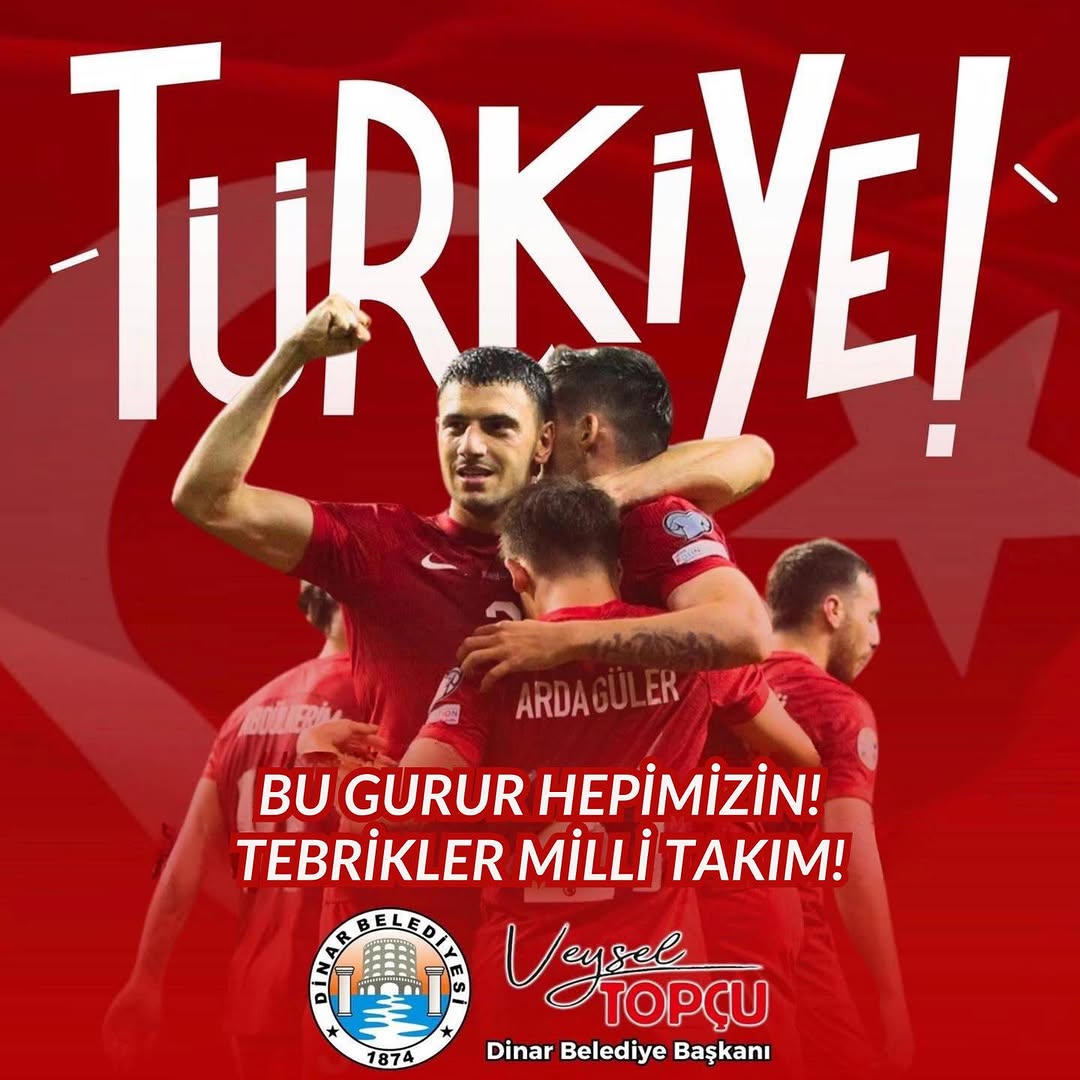 Dinar Belediyesi'nden Milli Takım'a Tebrik Mesajı