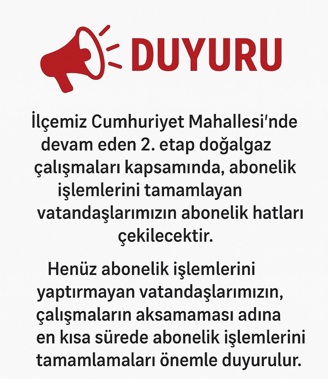 Bayat Belediyesi Doğalgaz Abonelikleri İçin Son Çağrı