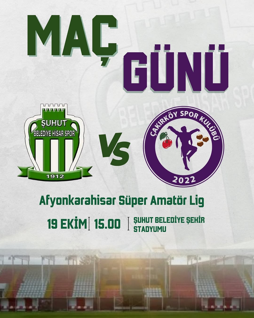 Şuhut Belediye Hisarspor, 19 Ekim'de Evinde Sahaya Çıkıyor