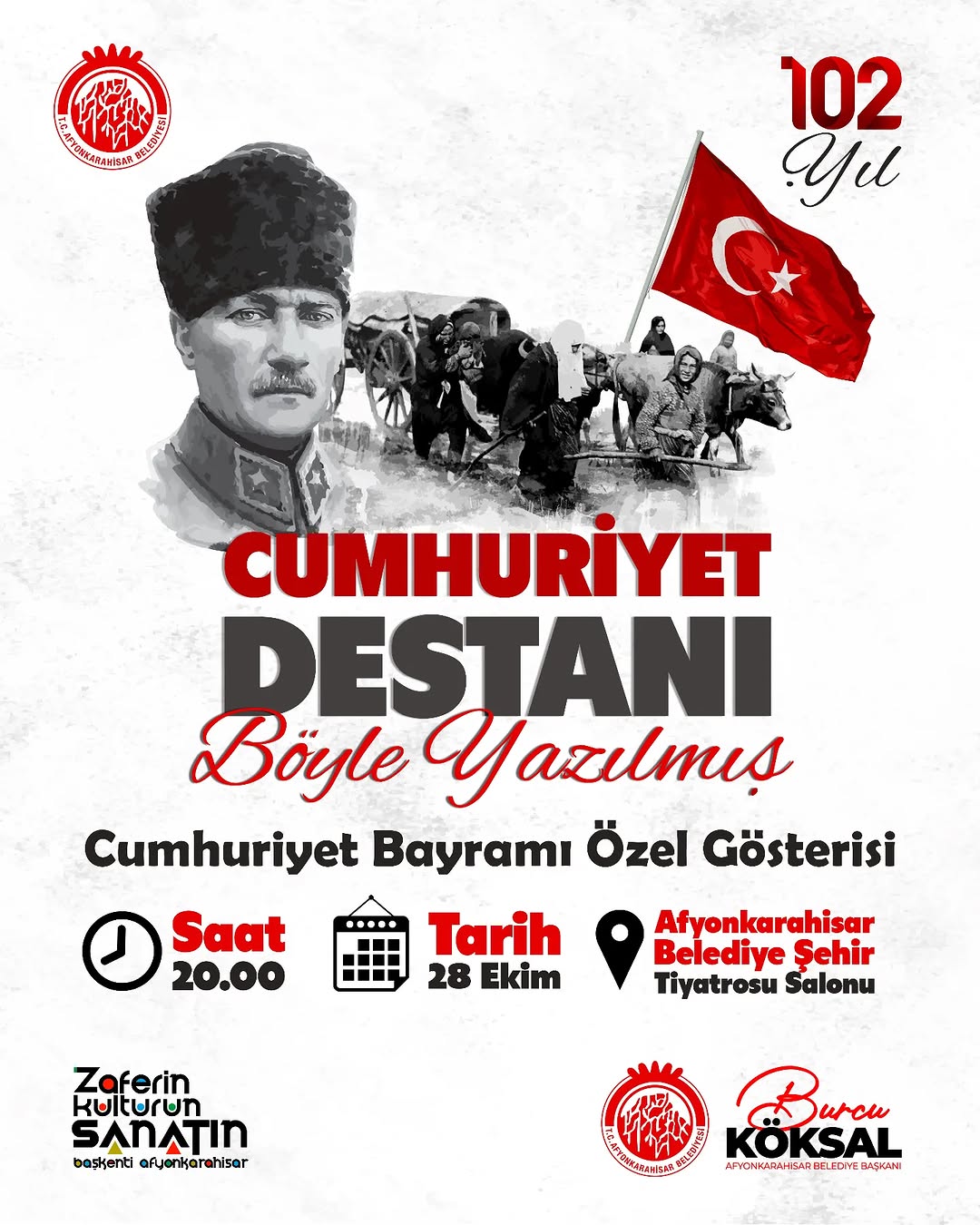 Cumhuriyetin 102. Yılı Afyonkarahisar'da Görkemli Bir Törenle Kutlanacak